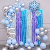 BEISHIDA 3 Pack Streamers Fringe Foil Curtain Backdrop Curtain, Tinsel Curtain Wall Door Party Streamers for Birthday Party Decoration-Silver Blue Purple (3.28 ft x 6.56 ft)