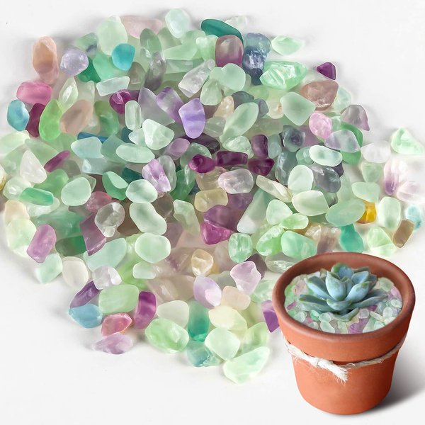 Sukh Fluorite Tumbled Crystal Chips - 0.9lb Fluorite Crushed Stone Fish Tank Rocks Gravel for Vase Fillers Decorative Fish Tank Fillers Succulent Plants Crystal Aquarium Decoration Terrarium Supplies