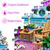 PICKFORU Beach Puzzles for Adults 1000 Pieces, Colorful Seaside Puzzle Beach Chair Flower, Impossible Holiday Puzzles as Wall Art