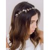 SWEETV Handmade Wedding Headband Flower-Leaf Bridal Headpieces for Wedding Hair Accessories Brides Hair Pieces Gold