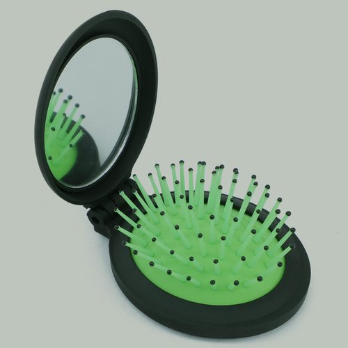 Abellee Travel Hair Brush, Travel Brush Mini Hair Brushes for Women, Small Hair Brush Folding Travel Comb Mirror Hairbrush for Women for Purse for Girls (green)