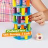 Coogam Wooden Tower Stacking Game, Fine Motor Skill Montessori Building Blocks with Dice Toppling Leaning Tower Toy Party Family Games for Kids and Adults