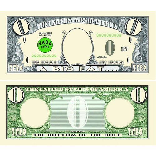 Big Fat Zero Dollar Bill with Bonus “Thanks a Million” Gift Card Set and Clear Protector
