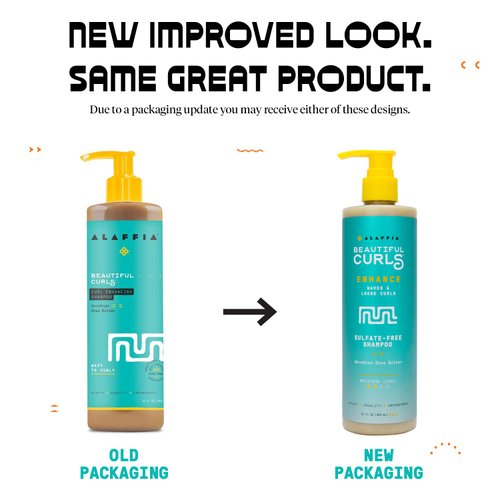 Alaffia Beautiful Curls Curl Enhancing Cream Shampoo, Kinky Curly Hair Products, Natural Shampoo, No Sulfates with Shea Butter, Essential Oils, Chamomile, Yarrow 12 Fl Oz