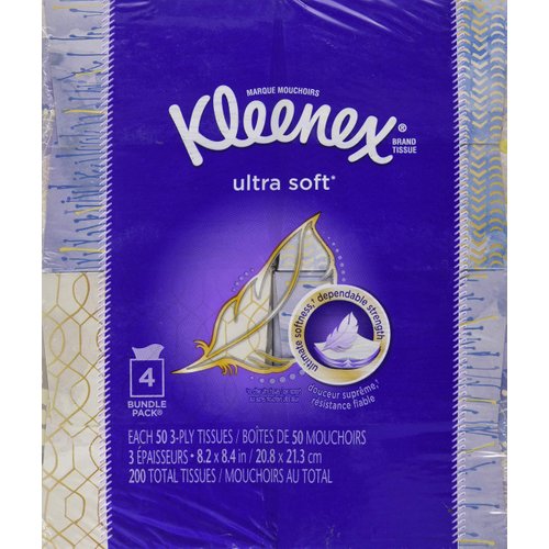 Kleenex Tissues 50 Count (4 Pack) Patterns May Vary