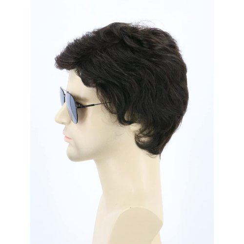 Topcosplay Men Wigs Human Hair Short Black Wavy Pixie Wigs for Black Women Hair Replacement Wig