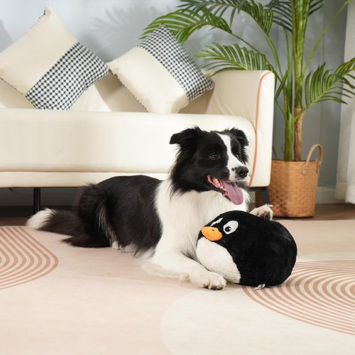Hero Chuckles Ball Plush Dog Toy - Dog Squeaky Toys - Durable Ball with 3 in 1 Squeaker, Penguin