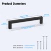 KNOBWELL 10 Pack 6-1/4" Matte Black Stainless Steel Kitchen Cabinet Handles, Cabinet Pulls Square T Bar Cupboard Door Handles, 6-1/4" Hole Spacing, Bathroom Cabinet Handles