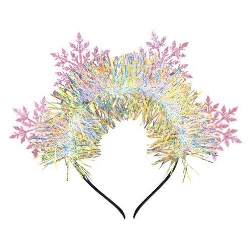 ujktvba Christmas Snowflake Headband Pink Xmas Snowflake Glitter Headband Christmas Costume Hair Accessories Hair Hoop Crown for Women Adults Kids Party Supplies Christmas Gift