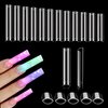 XXL No C Curve Nail Tips for Acrylic Nails Professional, 600PCS Clear Tapered Square Nail Tips Straight Flat Nails Tips, Extra Long Half Cover Acrylic Nail Tips for Nail Salon and DIY Nail 12 Sizes