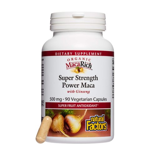 MacaRich by Natural Factors, Super Strength Power Maca, Superfruit Antioxidant Supplement with Ginseng, 90 capsules (90 servings)