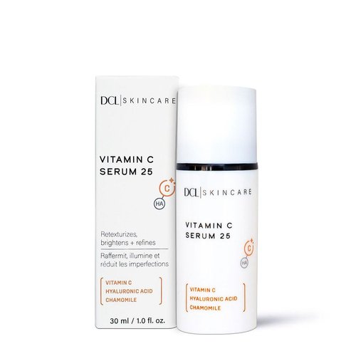 DCL Skincare Vitamin C Serum 25, High Potency 25% Vitamin C Anti-oxidant Serum with Amino and Hyaluronic Acids, 1 Fl Oz