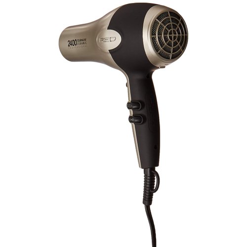 RED by Kiss Hair Dryer 2400 Tourmaline Ceramic Technology, Professional Blow Dryer, Maximum Shine, Fast Drying, Adjustable Settings, 3 Attachments, Salon Quality