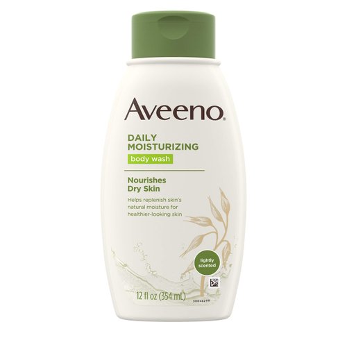 Aveeno Daily Moisturizing Body Wash with Soothing Oat, Creamy Shower Gel, Soap-Free and Dye-Free, Light Fragrance, 12 fl. oz