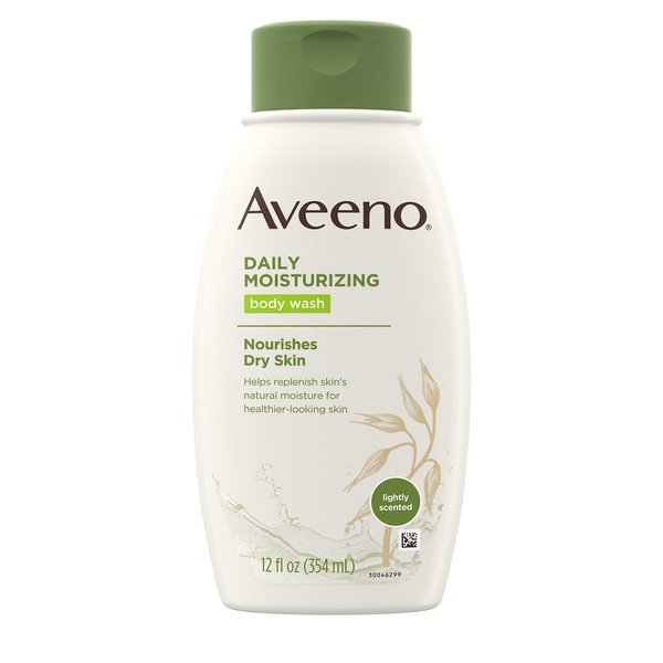 Aveeno Daily Moisturizing Body Wash with Soothing Oat, Creamy Shower Gel, Soap-Free and Dye-Free, Light Fragrance, 12 fl. oz