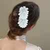 6 Pcs Flower Hair Clips Crystal Hair Barrettes White Floral Hair Clip Rhinestone Orchid Hair Clip Bridal Wedding Accessories for Women Girls (White)
