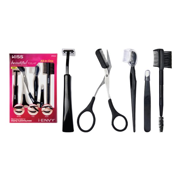 i-ENVY All-in-One Beautiful Tool Kit for Expert Eyebrow Shaping and Grooming, Precision Eyebrow Shaping Tools, Includes Brow Brushes, Scissor-Comb, Tweezers, Razor