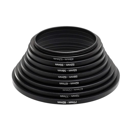Fotasy Anodized Black Metal Filter Step Up Ring Set, Stepping Lens Adapter Rings 49-52mm 52-55mm 55-58mm 58-62mm 62-67mm 67-72mm 72-77mm 77-82mm (SRU)
