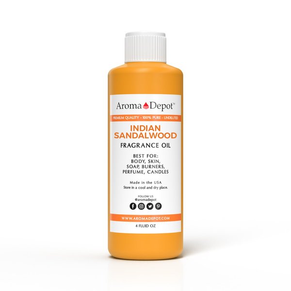 Aroma Depot Indian Sandalwood Perfume/Body Oil (7 Sizes) Our Interpretation, Premium Quality Uncut Fragrance Oil (4 Ounce Plastic Bottle (120ml))