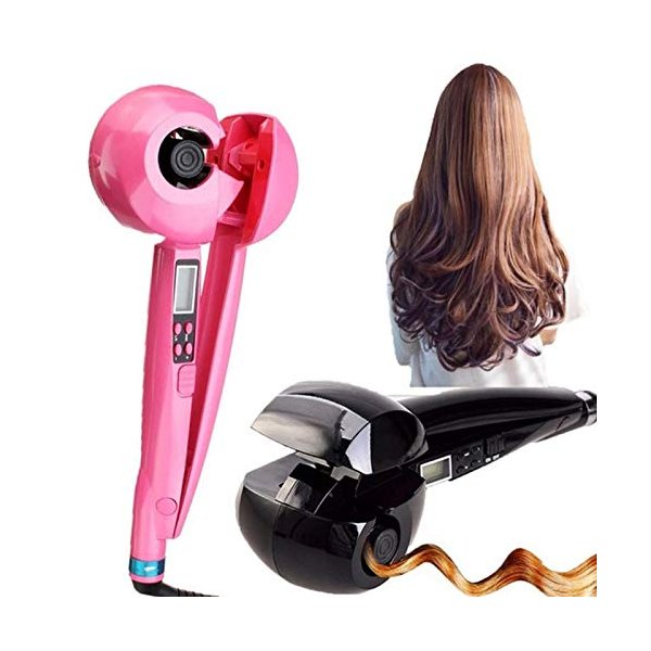 Automatic Ceramic Curler Machine Universal Voltage Temperature Adjustable, Professional Hair Curler Auto Rotating Curl Ceramic Machine (Black)