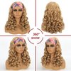 Curly Wigs for Black Women Long Curly Headband Wig None Lace Glueless Wig Soft Big Bouncy Fluffy Big Curls Wig Heat Resistant Synthetic Wig for Daily Party Use (Blonde 27#,18Inch)