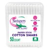 Swisspers Take Along Cotton Swabs, 100% Cotton Double-Tipped, White Paper Sticks, Travel Size, 6-Pack, 50 Swabs Per Packages (300 Swabs Total)