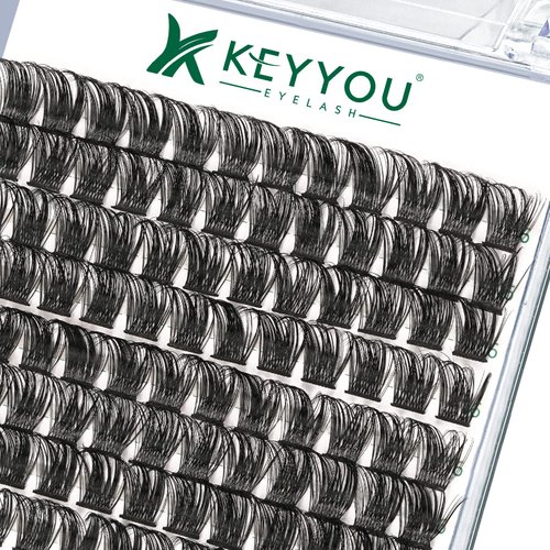Lash Clusters,96 Pcs Cluster Lashes D Curl 16mm DIY Lash Extensions Eyelash Clusters,KEYYOU Volume Wispy Individual Lashes Soft&Comfortable Easy DIY at Home(Y06,D-16mm)