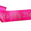 NAUXIUDSJS 21st Birthday Sash, Birthday Sash for Girls,Birthday Princess 21st Birthday Gifts Decorations for Happy 21st Birthday Party Favor Supplies,Hot Pink Silver