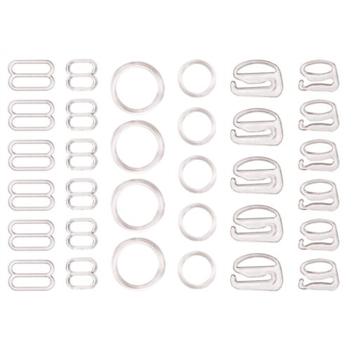Tupalizy 240PCS Clear Bra Strap Hooks for Sewing Bikini Halter Swimsuit Tops Lingerie Rings Nylon Bathing Suit Clips Clasp Adjustment Sliders for Gater Nightgowns Slip Dress, 3 Styles, 8mm and 12mm