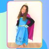 Cokos Box Girls Coronation Dress Costume Cape Gloves Tiara Crown Princess Accessories Kids Set, Blue-Purple, 9 Years