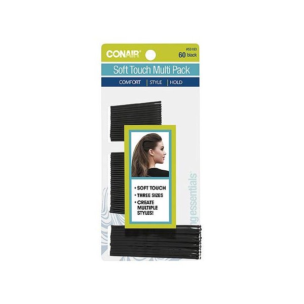 Conair Soft Touch Multi Pack Black Bobby Pins - 60.0 Ea (Pack of 6)