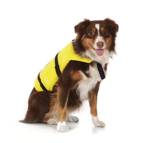 Seachoice Dog Life Vest, Adjustable Life Jacket for Dogs, w/Grab Handle, Yellow, Size Medium, 20-50 Lbs.