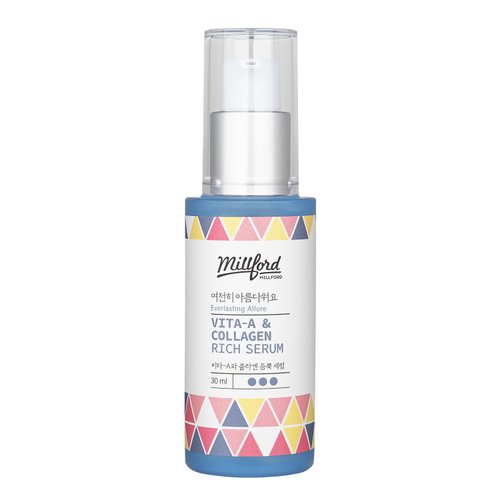 Millford Vita A & Collagen Rich Serum 30ml/ 1FL Oz, Fish/Marine Collagen, Face Cream, Anti Aging, Facial Moisturizer, Wrinkes, Fine Lines, Retinyl Palmitate, Korean Skincare