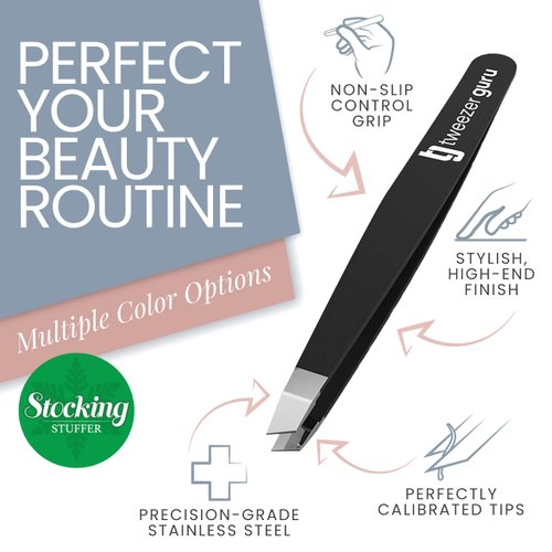 Tweezer Guru Tweezers for Women - Slant Pointed Precision Tweezers for Eyebrows & Ingrown Hair Removal - Blackhead and Splinter Tweezer with Sharp Needle Nose Point for Plucking (Pink)
