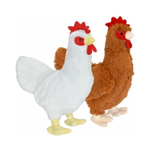 212 Main 12 in. Plush Chicken Dog Toy Brown & White - Pack of 3