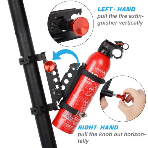 UTV Fire Extinguisher Mount Holder Quick Release Adjustable Fire Bracket for 1.75''-2'' Roll Bar Aluminum Compatible with UTV Polaris RZR Ranger Can-Am Maverick ATV