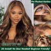 LEOSA Highlighted 13x4 HD Transparent Lace Front Wigs Body Wave Honey Blonde Pre Plucked Lace Front Wig for Black Women Blonde Highlight Wavy Frontal Wig 4H27 Natural Looking Long Haired Wig