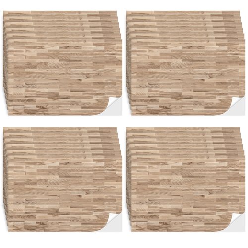 Flutesan 12 Pcs Miniature Dollhouse Wallpaper and Flooring Peel and Stick Mini DIY Self Adhesive Dollhouse Accessories 8.27 x 11.69 Inch (Natural Style)