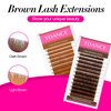 TDANCE Dark Brown Lash Extensions Colored Lash Extensions 0.03/0.05/0.07mm C/D Curl Premium Brown Lashes Salon Use Brown Eyelash Extensions(Dark Brown,0.03-C,8-15mm)