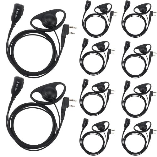Case of 10,Walkie Talkie Earpiece with Mic 2 Pin D-Type Headset for Walkie-Talkie Compatible with Baofeng UV-5R BF-888S H-777 RT22 RT27 RT-5R Kenwood 2 Way Radios(10 Pack)