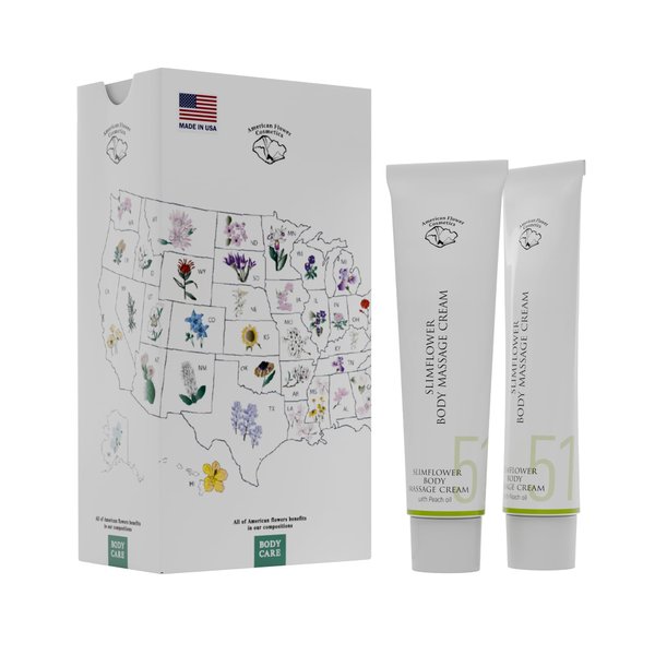 SLIMFLOWER Body Massage Cream with Peach Oil ICY/HOT Effect Moisturizing Cream Enriched with Slimbuster L3R Complex, Antioxidant Vitamin E, Sea Buckthorn Extract and Shea Butter