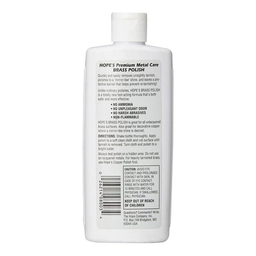 HOPE'S Brass Polish and Cleaner, Prevents Tarnish, Safe for Brass, Copper, Chrome, and Sterling Silver, Metal Polish for Cymbals, Trombone, Trumpet, and Other Instruments, 8 oz, Pack of 1