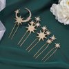Unicra Star Moon Bride Wedding Hair Pins Crystal Bridal Hair Pieces Rhinestone Goddess Hair Accessories for Women and Girls (Pack of 5) (Gold)