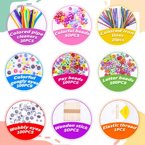 2500+Pcs Arts and Crafts Supplies for Kids - Crafts for Girls 4-12 Craft Kit with Pipe Cleaners Beads Crafts for Kids DIY School Supplies Set Crafting Box for Girls Boys Age 4-6, 6-8, 8-12 years Gifts