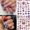 8 Sheets 4th of July Nail Art Stickers Red Blue White 3D Self-Adhesive Nail Decals American Flag Designs Nail Decoration Independence Day Nail Stickers Holiday DIY Nail Accessories for Women