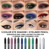 evpct 12Pcs Green Blue White Black Brown Purple Color Gel Glitter Eyeliner Pencils Set for Women Waterline Waterproof Smudge Proof lapiz de ojos delineador de ojos contra el agua Eye Liner Makeup 1