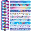 DMIGHT Mermaid Party Favors 30 Pcs Silicone Wristband Slap Bracelets Goody Bag Favors for Boys Girls Mermaid Birthday Party Under The Sea Themed Baby Shower Supplies