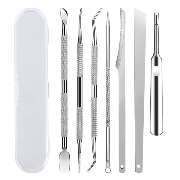 7-Pack Ingrown Toenail Tool, Ingrown Toenail File and Ingrown Toenail Lifters, Professional Surgical Safe Nail Treatment Pedicure Tool Kit Under Nail Cleaner Tools Pain Relief
