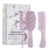 Hair Detangling Brush Set | Glide through Brush for Wet, Dry, and Curly Hair | 3 Piece Brush Set for Women| Biodegradable Detangle Hairbrush with Flexible Soft Bristles, Wide Tooth Comb, and Rat Tail Comb,Vera Prime ( Brushes and comb Set,Pink)