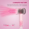 Mini Travel Hair Dryer Suptriblow, 110000 RPM Ionic Blow Dryer, Portable Hair Dryer for Fast Drying, Small Low Noise Hair Dryer with HD Digital Display, Compact Hair Dryer for Women - Pink